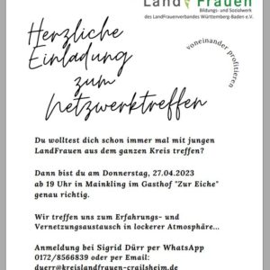 Netzwerktreffen der jungen Landfrauen am 27. April 2023