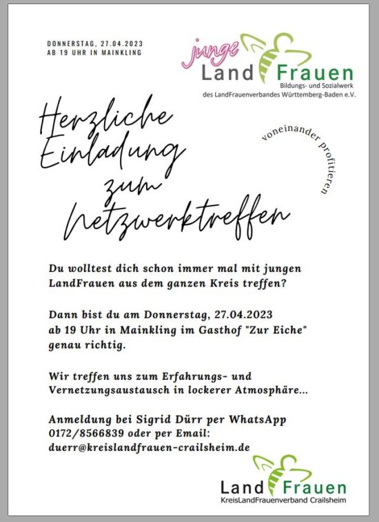 Netzwerktreffen der jungen Landfrauen am 27. April 2023