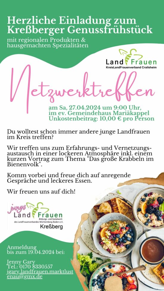 Netzwerktreffen junger LandFrauen am Samstag 27. April 2024