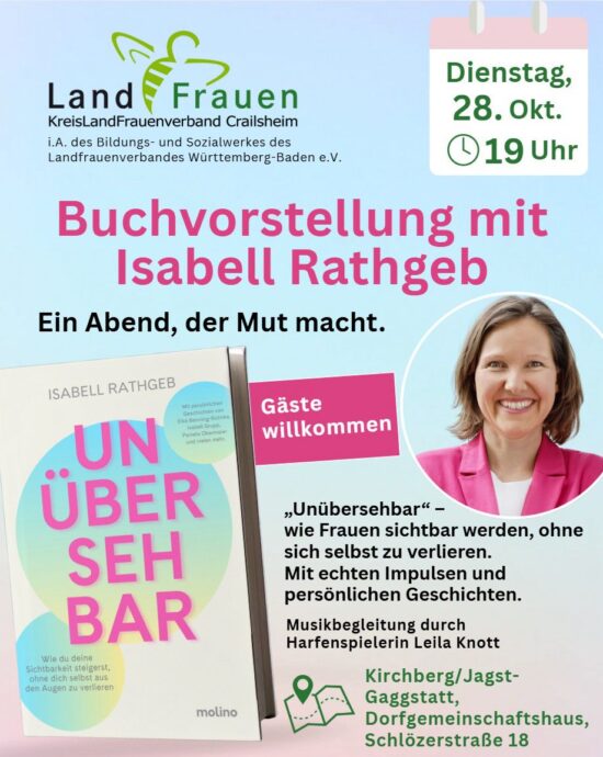 Herzliche Einladung zur Buchvorstellung von Isabell Rathgeb am Dienstag 28.10.2025 um 19.00 Uhr