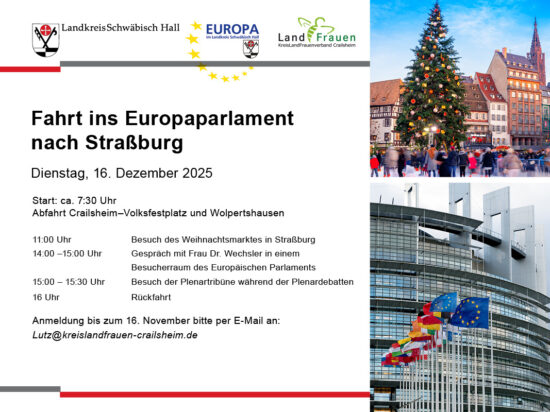 Busfahrt nach Straßburg ins Europaparlament am 16.12.2025