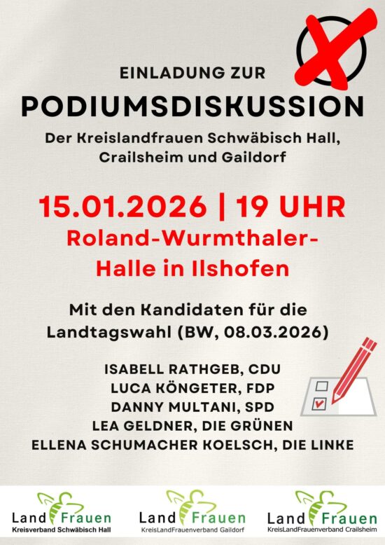 Herzliche Einladung zur Podiumsdiskussion am 15. Januar 2026 in Ilshofen