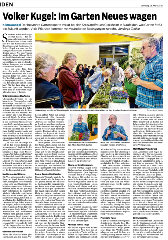 Bericht im Hohenloher Tagblatt vom 28. März 2026