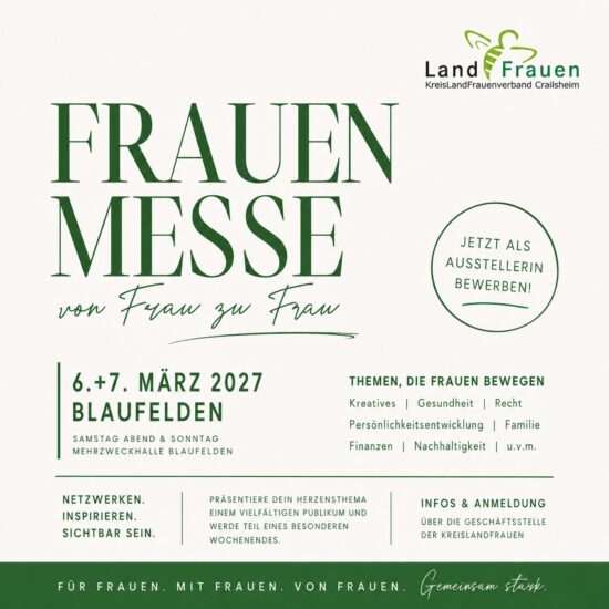 Ausstellerinnen gesucht- Frauenmesse zum 80-jährigen Jubiläum der Kreislandfrauen Crailsheim