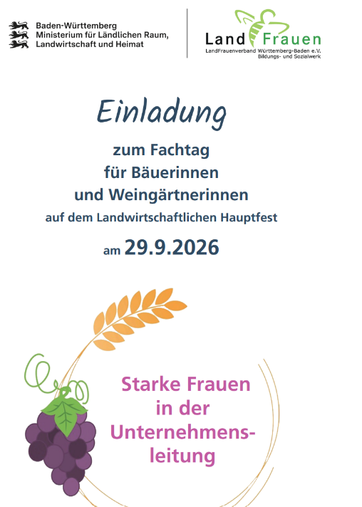 Fachtag für Bäuerinnen und Weingärtnerinnen am 29.9.26 auf dem LWH