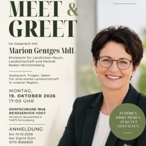Meet & Greet mit Marion Gentges am 19.Oktober 2026