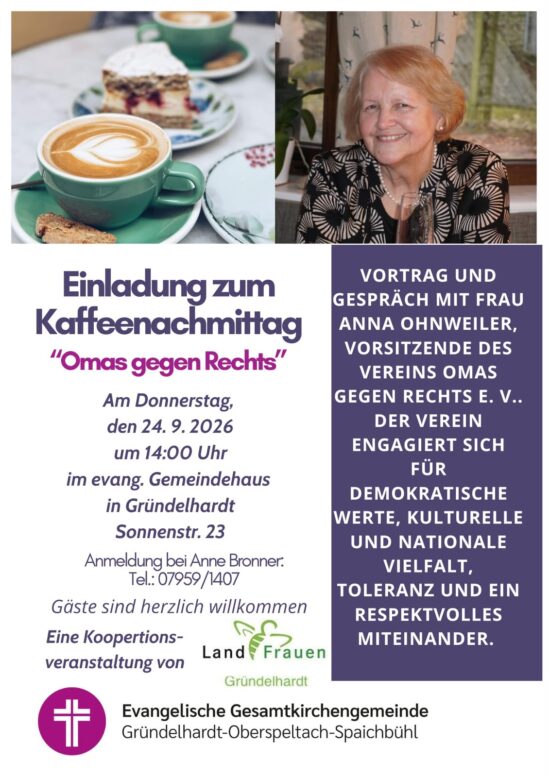 Herzliche Einladung zum Kaffeenachmittag am 24.9.26
